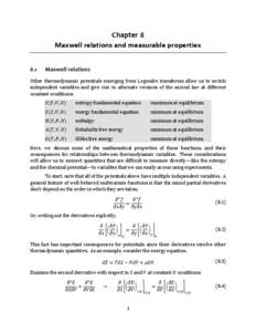 Chapter 8 Maxwell relations and measurable properties 8.1 Maxwell relations