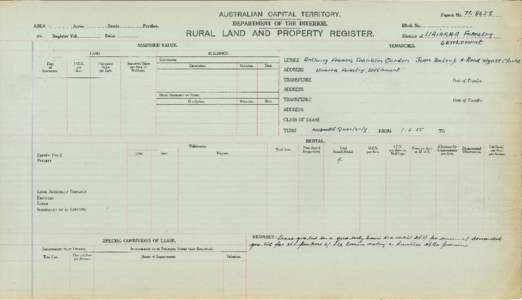 Department of the Interior Property and Tenancy Ledger