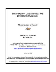   	
   	
   DEPARTMENT	
  OF	
  LAND	
  RESOURCES	
  AND	
   ENVIRONMENTAL	
  SCIENCES	
  