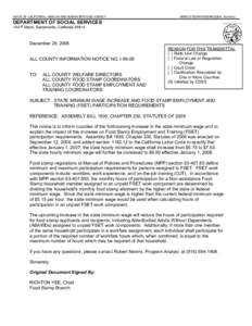 STATE OF CALIFORNIA—HEALTH AND HUMAN SERVICES AGENCY  ARNOLD SCHWARZENEGGER, Governor DEPARTMENT OF SOCIAL SERVICES 744 P Street, Sacramento, California 95814