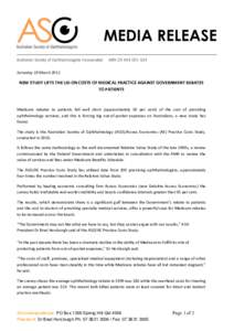 Saturday 19 March 2011   NEW STUDY LIFTS THE LID ON COSTS OF MEDICAL PRACTICE AGAINST GOVERNMENT REBATES  TO PATIENTS    Medicare  rebates  to  patients  fall  well  sh