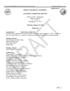 STATE AND CONSUMER SERVICES AGENCY- Department of Consumer Affairs  EDMUND G. BROWN JR. , Governor Agenda Item 3 MEDICAL BOARD OF CALIFORNIA