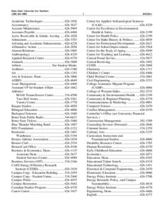 Boise State University Fax Numbers[removed]Academic Technologies .......................... [removed]Accountancy ........................................... [removed]Account Maintenance ...........................