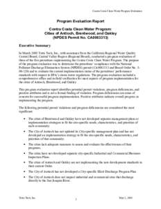 Contra Costa Clean Water Program: Cities of Antioch, Brentwood, and Oakley