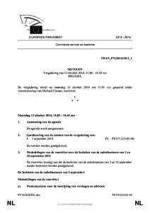 [removed]EUROPEES PARLEMENT Commissie vervoer en toerisme  TRAN_PV(2014)1013_1