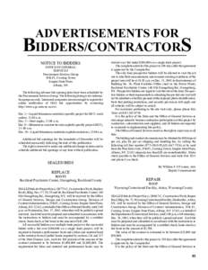 ADVERTISEMENTS FOR  BIDDERS/CONTRACTORS NOTICE TO BIDDERS OFFICE OF GENERAL SERVICES