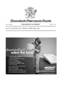 Queensland Government Gazette PP[removed]PUBLISHED BY AUTHORITY  ISSN[removed]