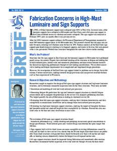 Fabrication Concerns in High-Mast Luminaire and Sign Supports, Summary of 