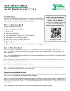 H E A LT H T I P S H E E T B ASIC H YG IENE PR ACTIC ES Hand Washing One of the best ways to keep yourself from getting sick is to keep your hands clean. You should also encourage friends and family members to keep their