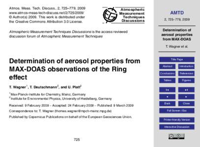 Atmos. Meas. Tech. Discuss., 2, 725–779, 2009 www.atmos-meas-tech-discuss.net/ © Author(sThis work is distributed under the Creative Commons Attribution 3.0 License.  Atmospheric