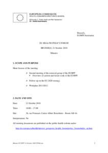 EUROPEAN COMMISSION HEALTH & CONSUMERS DIRECTORATE-GENERAL Directorate C - Public Health and Risk Assessment C4 – Health Determinants  Brussels,