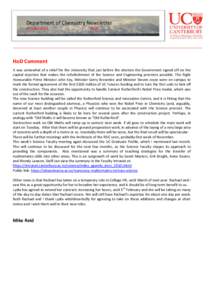 Department of Chemistry Newsletter October 2014 #478  HoD Comment