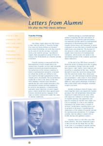 tinbergen magazine 13, springLetters from Alumni life after the PhD thesis defense l