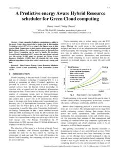 Arora and Chopra  1:1 A Predictive energy Aware Hybrid Resource scheduler for Green Cloud computing