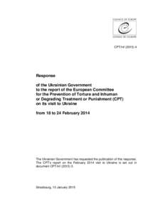 CPT/Inf[removed]Response of the Ukrainian Government to the report of the European Committee for the Prevention of Torture and Inhuman