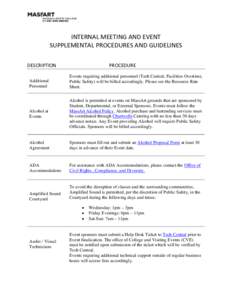 INTERNAL MEETING AND EVENT SUPPLEMENTAL PROCEDURES AND GUIDELINES DESCRIPTION PROCEDURE