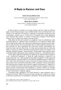 A Reply to Katzner and Case EMMANUELLE BENICOURT Université de Valenciennes et du Hainaut-Cambrésis, Paris, France;
