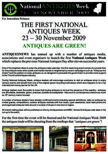 NationalANTIQUES WeekNOVEMBER 2009 For Immediate Release: THE FIRST NATIONAL ANTIQUES WEEK