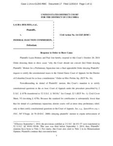 Case 1:14-cv[removed]RMC Document 17 Filed[removed]Page 1 of 11  UNITED STATES DISTRICT COURT FOR THE DISTRICT OF COLUMBIA ____________________________________ )