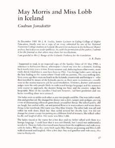Morris & Co. / Medievalists / William Morris / Kelmscott Manor / Iceland / Jónsdóttir / British people / Europe / English architects