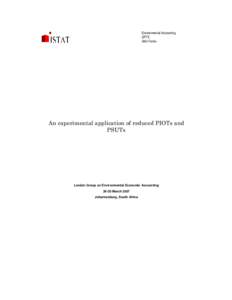 Environmental Accounting DPTS Aldo Femia An experimental application of reduced PIOTs and PSUTs