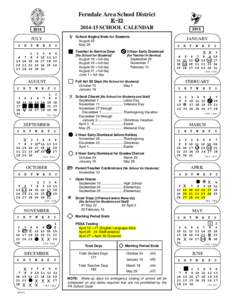 X  Ferndale Area School District K[removed]SCHOOL CALENDAR