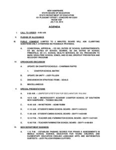 NEW HAMPSHIRE STATE BOARD OF EDUCATION STATE DEPARTMENT OF EDUCATION 101 PLEASANT STREET, CONCORD NH[removed]ROOM 100F JULY 24, 2014