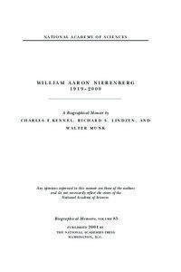 NATIONAL ACADEMY OF SCIENCES  WILLIAM AARON NIERENBERG