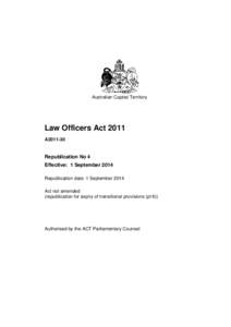 Australian Capital Territory  Law Officers Act 2011 A2011-30  Republication No 4