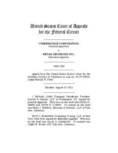 United States Court of Appeals for the Federal Circuit __________________________ CYBERSOURCE CORPORATION, Plaintiff-Appellant, v.