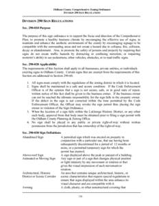 Oldham County Comprehensive Zoning Ordinance DIVISION 290 SIGN REGULATIONS DIVISION 290 SIGN REGULATIONS SecPurpose The purpose of this sign ordinance is to support the focus and direction of the Comprehensive