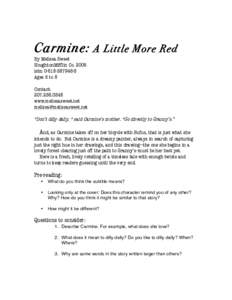 Carmine: A Little More Red By Melissa Sweet HoughtonMifflin CoisbnAges 5 to 8 Contact: