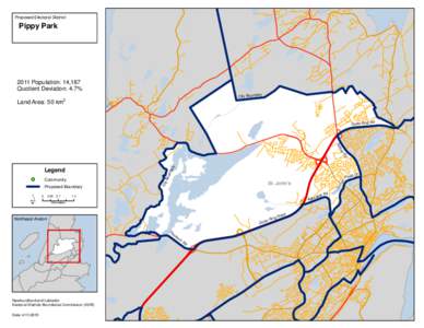 Proposed Electoral District:  Pippy Park 2011 Population: 14,187 Quotient Deviation: 4.7%