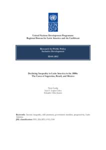 United Nations Development Programme Regional Bureau for Latin America and the Caribbean Research for Public Policy Inclusive Development ID[removed]