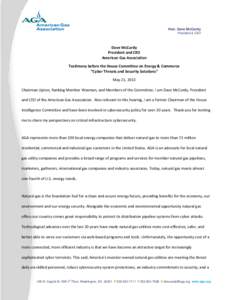 Hon. Dave McCurdy President & CEO Dave McCurdy President and CEO American Gas Association