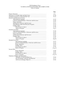 2010 Explanatory Notes NATIONAL INSTITUTE OF FOOD AND AGRICULTURE Table of Contents Page Purpose Statement .................................................................................................... Statement of