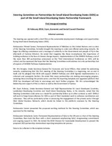 Steering	
  Committee	
  on	
  Partnerships	
  for	
  Small	
  Island	
  Developing	
  States	
  (SIDS)	
  as	
   part	
  of	
  the	
  Small	
  Island	
  Developing	
  States	
  Partnership	
  Framewor