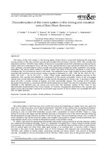 The European Journal of Mineral Processing and Environmental Protection Vol.3, No.3, [removed], 2003, pp[removed]Characterization of the rivers system in the mining and industrial area of Baia Mare, Romania E. Cordos1*,