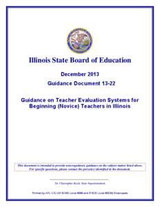 ISBE Guidance Document 13-21: Teacher Evaluation Systems for Beginning (Novice) Teachers in Illinois  (December 2013)