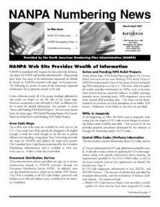 NANPA Numbering News March/April 2001 In This Issue Profile On: Cecilia Louie[removed] Vermont Ave., NW