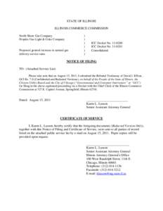 STATE OF ILLINOIS ILLINOIS COMMERCE COMMISSION North Shore Gas Company Peoples Gas Light & Coke Company  Proposed general increase in natural gas