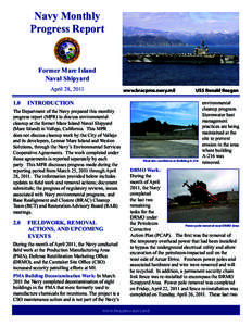28 Apr 2011 Former Mare Island Naval Shipyard Navy Monthly Progress Report