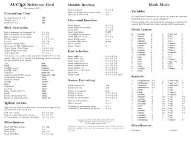 AUCTEX Reference Card (for version[removed]Save Document Switch to master file or active buffer Query for a master file