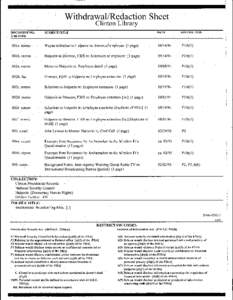 .---------c------------------------- --------------  ------------------~----. Withdrawal/Redaction Sheet Clinton Library