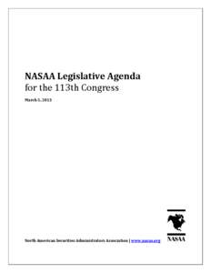 NASAA Legislative Agenda for the 113th Congress