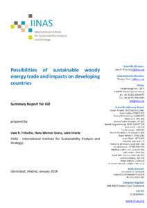 Possibilities of sustainable woody energy trade and impacts on developing countries Summary Report for GIZ