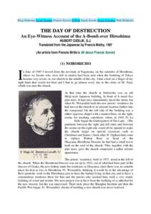 Blog Brittonia Jesuit Stamps Francis Xavier SJWeb Japan Jesuits Jesuit Scientist Web Brittonia  THE DAY OF DESTRUCTION An Eye-Witness Account of the A-Bomb over Hiroshima HUBERT CIESLIK, S.J. Translated from the Japanese