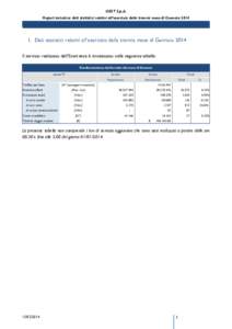 GEST S.p.A. Report sintetico: dati statistici relativi all’esercizio della tranvia mese di GennaioDati statistici relativi all’esercizio della tranvia mese di Gennaio 2014 Il servizio realizzato dall’Eserc