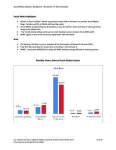 Social Media Statistics Dashboard: November FY 2011 Summary  Social Media Highlights: • • •