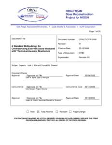 ORAU TEAM Dose Reconstruction Project for NIOSH Oak Ridge Associated Universities I Dade Moeller & Associates I MJW Corporation Page 1 of 20